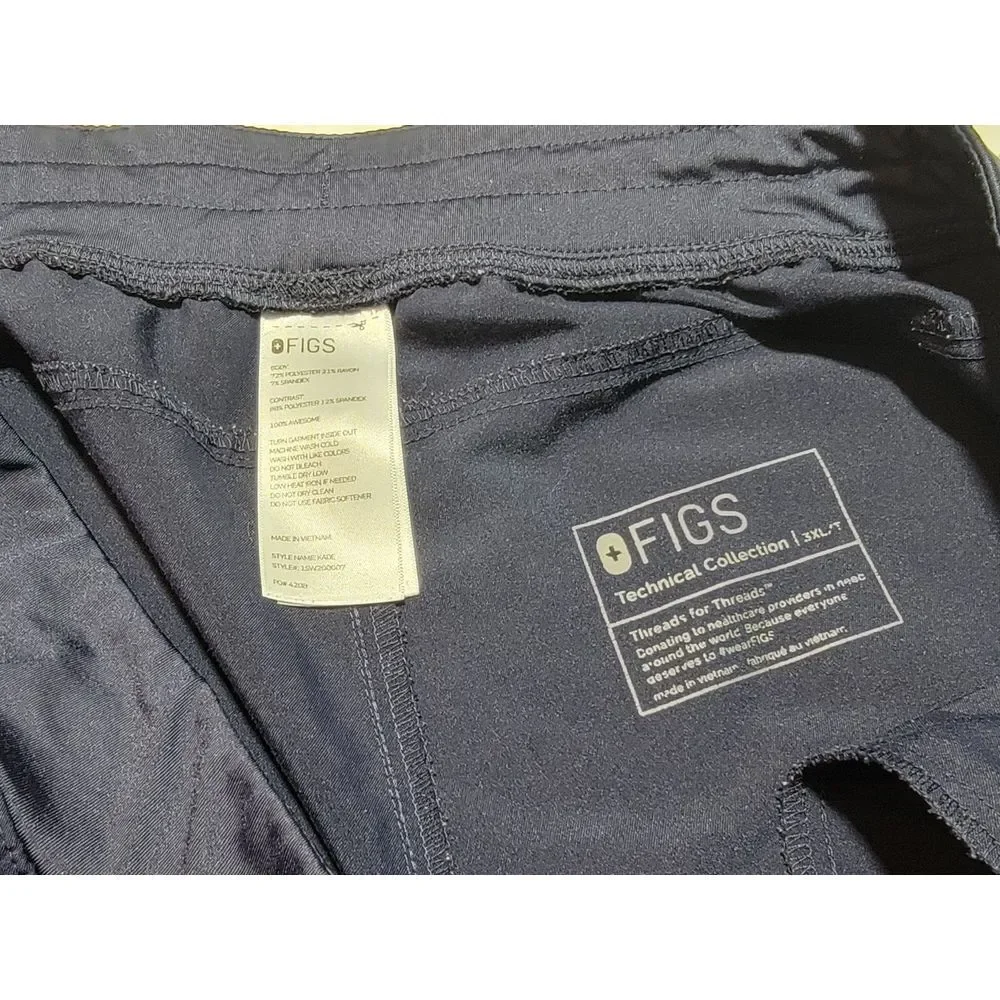 Figs Mens 3XLT Blue Straight Leg‎ Technical Collection Pockets Pants FLAW